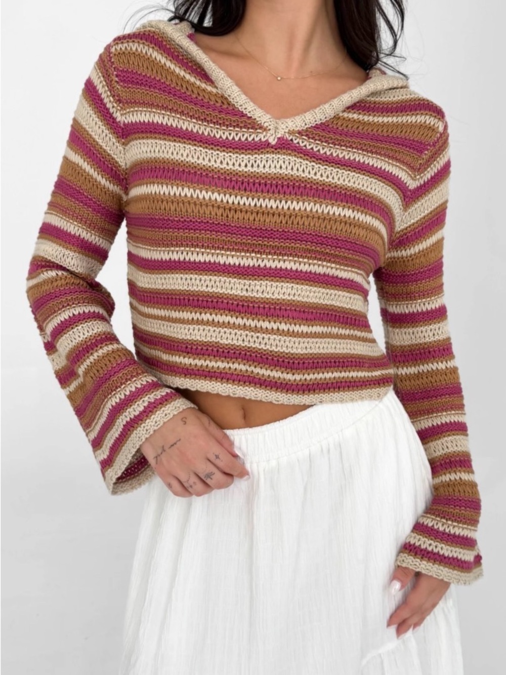 NEW Grey Bandit Hannah sweater boho hippie hoody top - Pink - Size M